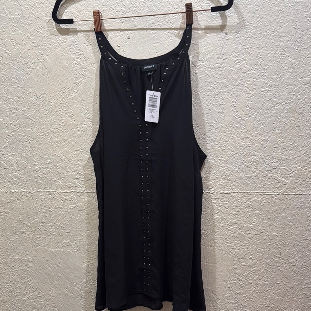 Torrid Size 1 NWT Black Embellished Sleeveless Sheer Top